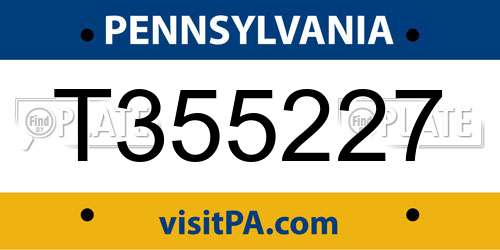 T355227 Pennsylvania License Plate