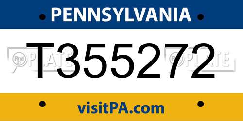 T355272 Pennsylvania License Plate