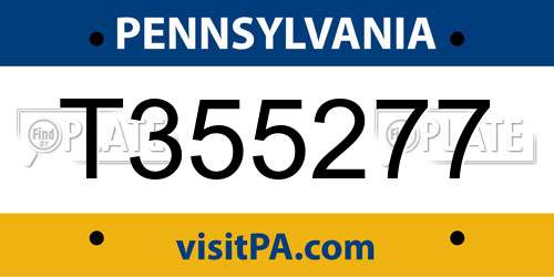 T355277 Pennsylvania License Plate