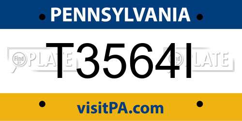 T3564I Pennsylvania License Plate