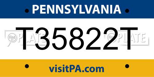 T35822T Pennsylvania License Plate
