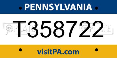 T358722 Pennsylvania License Plate