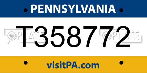 T358772 Pennsylvania License Plate
