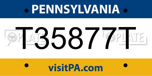 T35877T Pennsylvania License Plate