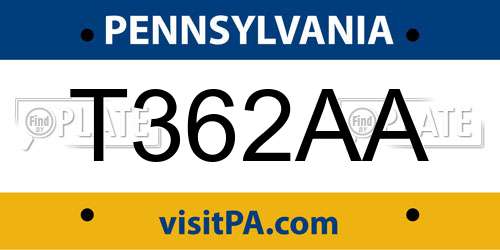 T362AA Pennsylvania License Plate