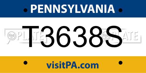 T3638S Pennsylvania License Plate