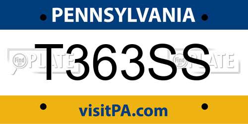T363SS Pennsylvania License Plate