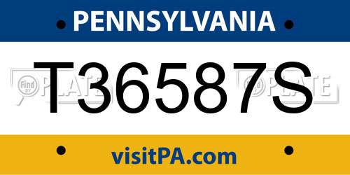 T36587S Pennsylvania License Plate