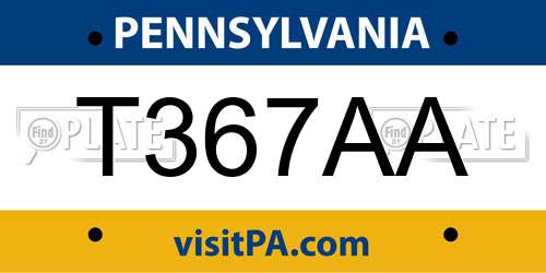 T367AA Pennsylvania License Plate
