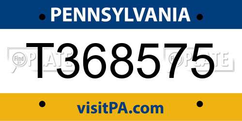 T368575 Pennsylvania License Plate