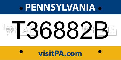 T36882B Pennsylvania License Plate