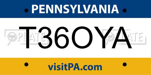 T36OYA Pennsylvania License Plate