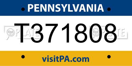 T371808 Pennsylvania License Plate