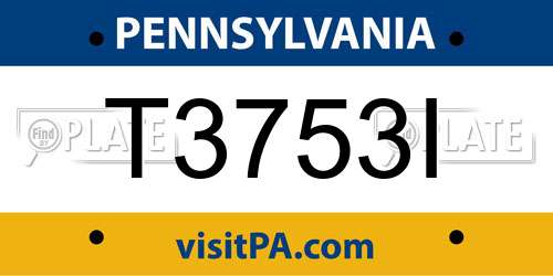 T3753I Pennsylvania License Plate