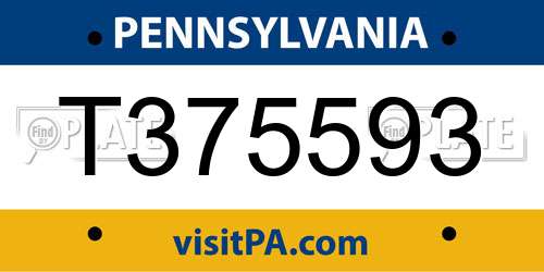 T375593 Pennsylvania License Plate