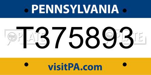 T375893 Pennsylvania License Plate