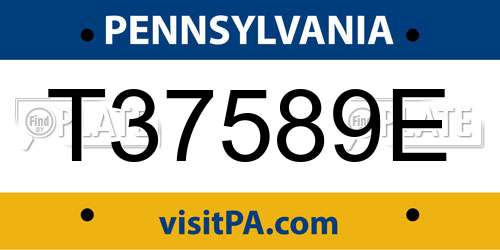 T37589E Pennsylvania License Plate
