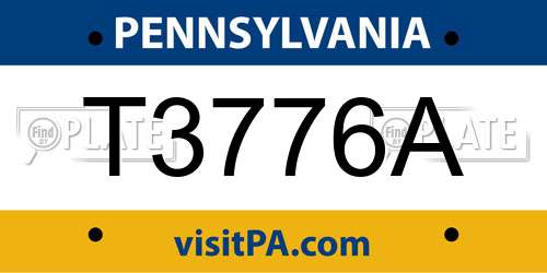 T3776A Pennsylvania License Plate