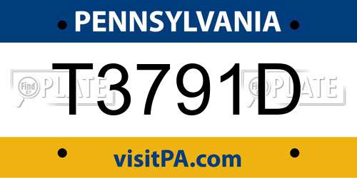 T3791D Pennsylvania License Plate