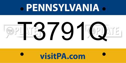 T3791Q Pennsylvania License Plate