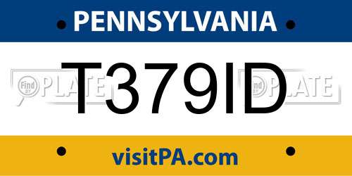 T379ID Pennsylvania License Plate