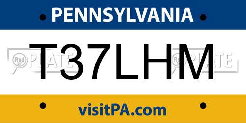 T37LHM Pennsylvania License Plate