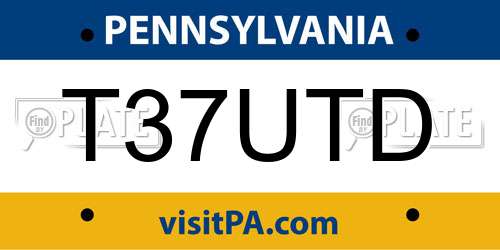T37UTD Pennsylvania License Plate