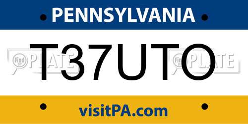 T37UTO Pennsylvania License Plate