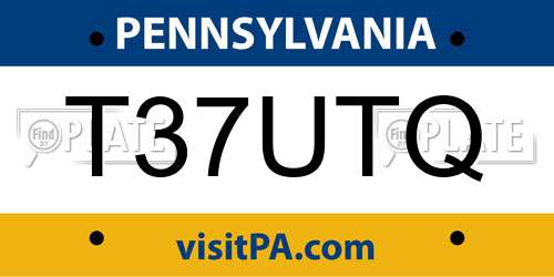 T37UTQ Pennsylvania License Plate