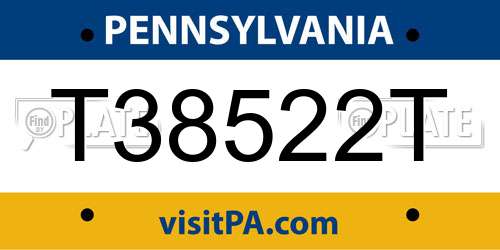 T38522T Pennsylvania License Plate