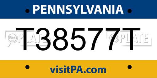 T38577T Pennsylvania License Plate