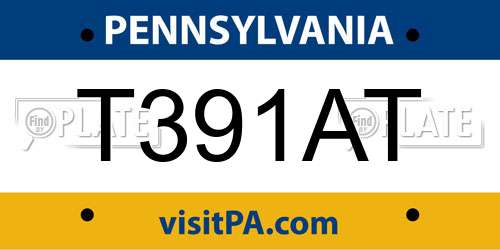 T391AT Pennsylvania License Plate
