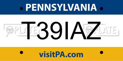 T39IAZ Pennsylvania License Plate