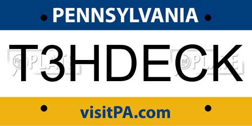 T3HDECK Pennsylvania License Plate
