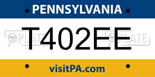T402EE Pennsylvania License Plate