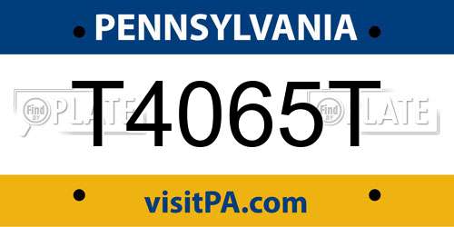 T4065T Pennsylvania License Plate