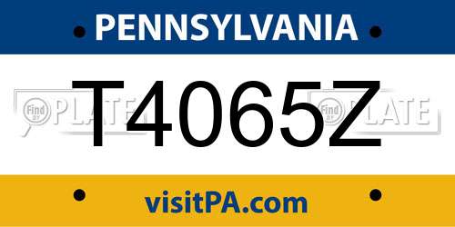 T4065Z Pennsylvania License Plate