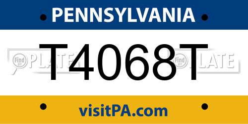 T4068T Pennsylvania License Plate