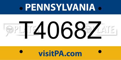 T4068Z Pennsylvania License Plate
