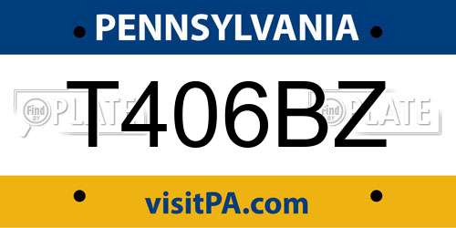T406BZ Pennsylvania License Plate