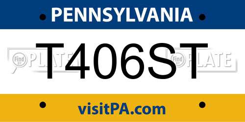 T406ST Pennsylvania License Plate