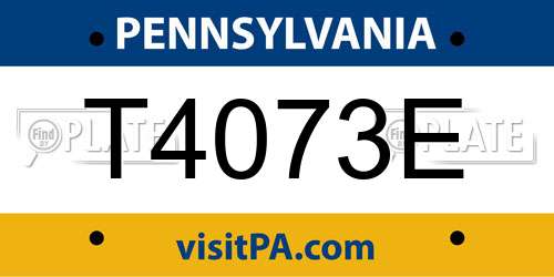 T4073E Pennsylvania License Plate