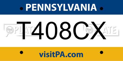 T408CX Pennsylvania License Plate