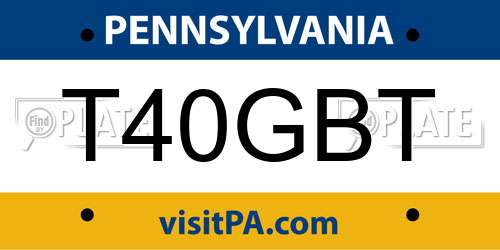 T40GBT Pennsylvania License Plate