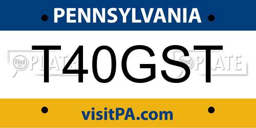 T40GST Pennsylvania License Plate