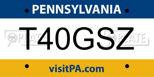 T40GSZ Pennsylvania License Plate