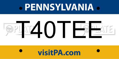T40TEE Pennsylvania License Plate