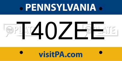 T40ZEE Pennsylvania License Plate