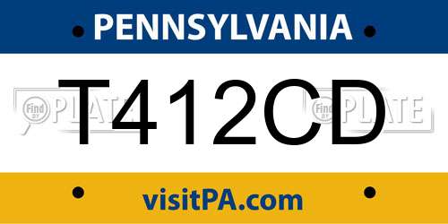 T412CD Pennsylvania License Plate