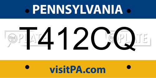 T412CQ Pennsylvania License Plate